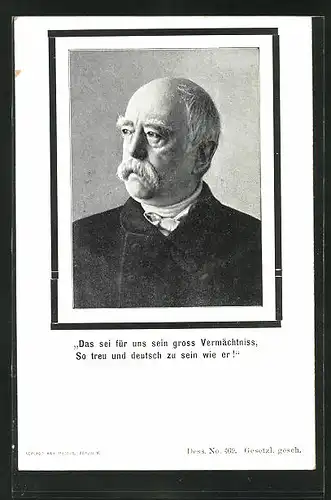 AK Portrait Fürst Bismarck im Anzug
