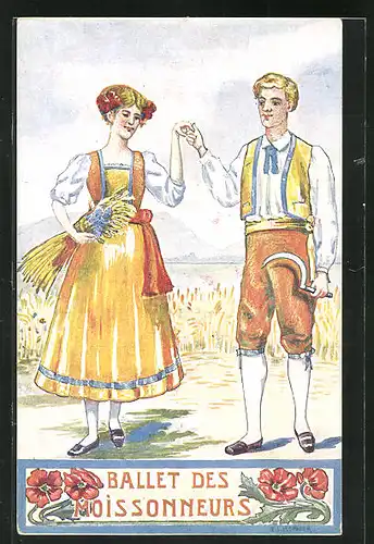Künstler-AK Neuchâtel, La Fête fédérale de Chant 1912, Ballet des Moissonneurs, Paar in Tracht