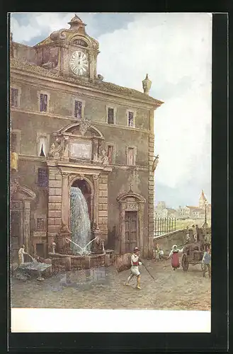 Künstler-AK Fr. Rösler: La Fontana di Ponte Sisto