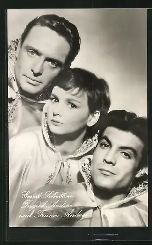 AK Schauspieler Erich Schellow und Schauspielerin Ingrid Andree in dem Film Drei vom Varieté