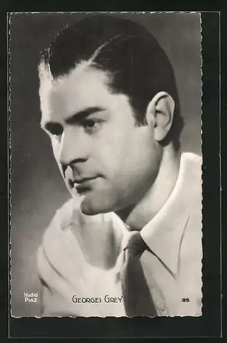 AK Schauspieler Georges Grey im weissen Hemd mit Krawatte