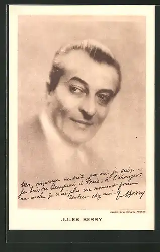 AK Schauspieler Jules Berry mit charmantem Blick