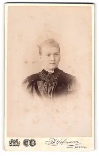 Fotografie Ph. Hofmann, Stollberg i / S., Portrait junge Dame mit zurückgebundenem Haar