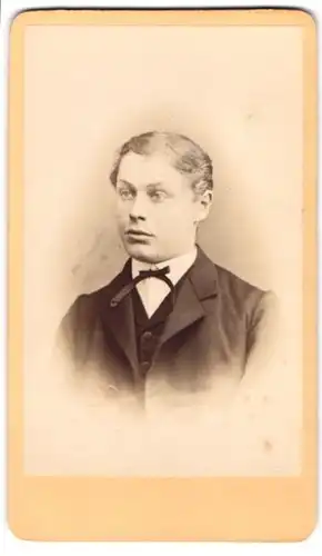 Fotografie Adolph Meiner, Zittau, Portrait junger Mann im Anzug mit Fliege