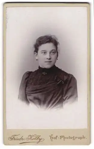 Fotografie Friedr. Kolby, Plauen i / V., Portrait junge Dame mit zurückgebundenem Haar