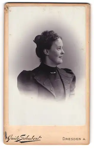 Fotografie Guido Schubert, Dresden-A, Portrait bürgerliche Dame mit hochgestecktem Haar