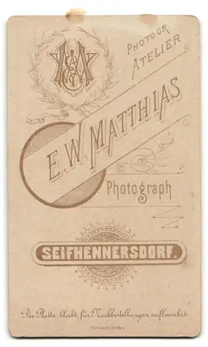 Fotografie E. W. Matthias, Seifhennersdorf, Portrait junger Mann in modischer Kleidung mit Fliege