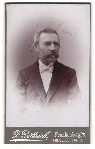 Fotografie D. Dittrich, Frankenberg i / S., Portrait älterer Herr im eleganten Anzug mit Brille und Bart
