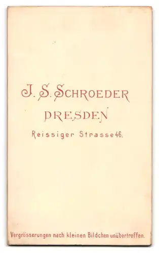 Fotografie J. S. Schroeder, Dresden, Portrait junge Dame im modischen Kleid
