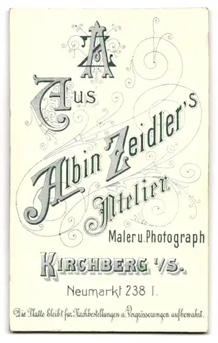 Fotografie Albin Zeidler, Kirchberg i / S., Portrait eleganter Herr mit Fliege und Schnurrbart