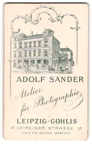 Fotografie Adolf Sander, Leipzig-Gohlis, rückseitige Ansicht Leipzig-Gohlis, Atelier Leipziger Str. 12