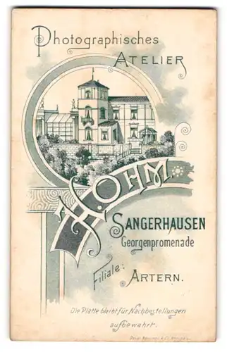 Fotografie H. Ohm, Sangerhausen, rückseitige Ansicht Sangerhausen, Atelier, vorderseitig Portrait