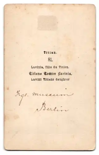 Fotografie Gemälde Titians Tochter Lavinia nach Titian