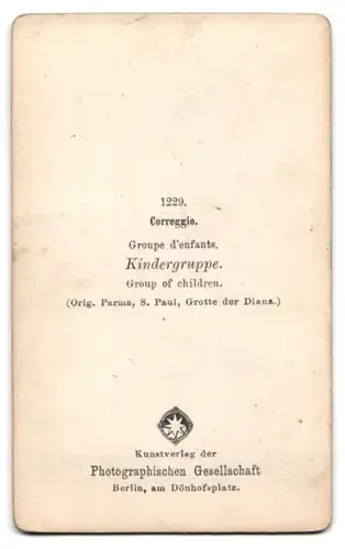 Fotografie Photogr. Gesellschaft, Berlin, Kindergruppe aus der Grotte der Diana in Parma, nach Correggio