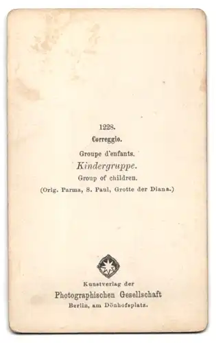 Fotografie Photogr. Gesellschaft, Berlin, Kindergruppe aus der Grotte der Diana in Parma, nach Correggio