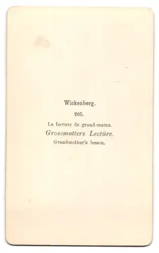 Fotografie Grossmutter`s Lectüre, nach Gemälde von Wickenberg