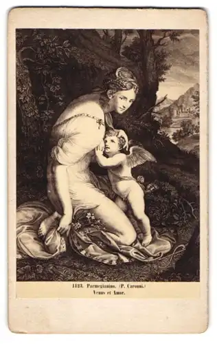 Fotografie Venus und Amor, nach Gemälde von Parmegianino