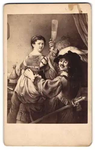 Fotografie Rembrandt und seine Frau, nach Gemälde von Rembrandt