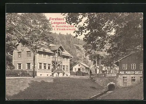 AK Geroldsgrün, Leute vor dem Forsthaus Langenau, Max Marien-Quelle