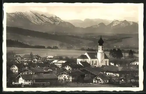 AK Endorf / Obb., Teilansicht mit Kirche