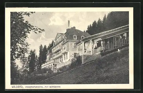AK Wildbad, Panoramahotel mit Bergbahn
