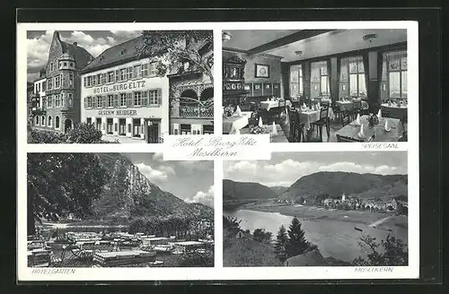 AK Moselkern, Hotel Burg Eltz, Hotelgarten, Speisesaal, Gesamtansicht