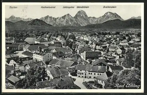 AK Bad Aibling, Panoramaansicht mit Hochsalwand und Wendelstein