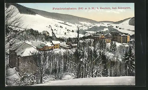 AK Kandern / Schwarzwald, Ortsansicht mit Friedrichsheim im Winter