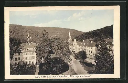 AK Schlangenbad, Rheingauerstrasse mit Kgl. Schulhaus