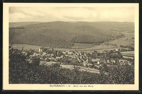 AK Burbach i. W., Blick von der Burg auf den Ort