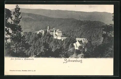 AK Schwarzburg, Blick auf das Schloss v. Helenensitz