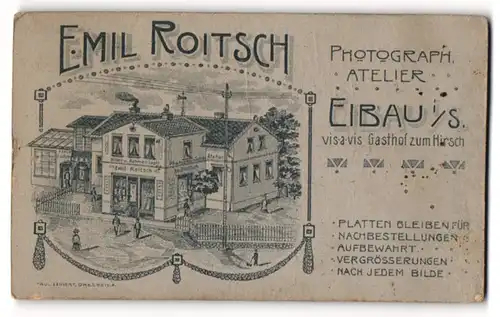 Fotografie Emil Roitsch, Eibau, Ansicht Eibau i. S., Foto-Atelier vis-a-vis Gasthof zum Hirsch