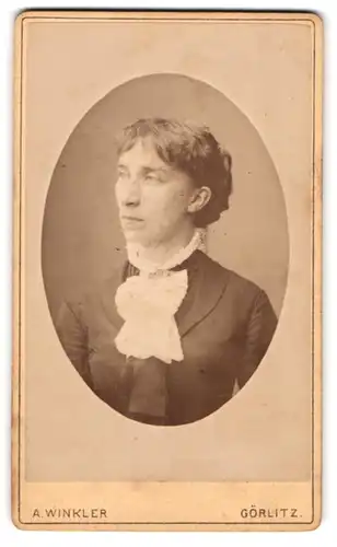 Fotografie A. Winkler, Görlitz, Portrait bürgerliche Dame in zeitgenössischer Kleidung
