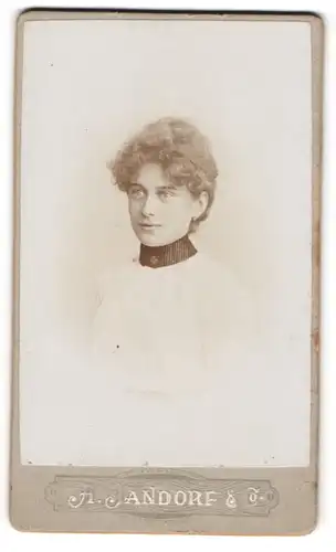 Fotografie A. Jandorf & Co., Berlin, Portrait junge Dame in zeitgenössischer Kleidung