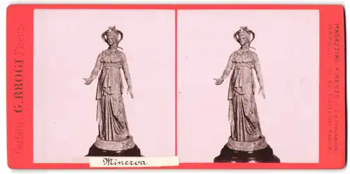 Stereo-Fotografie G. Brogi, Firenze, Ansicht Turin, Statue der Minerva