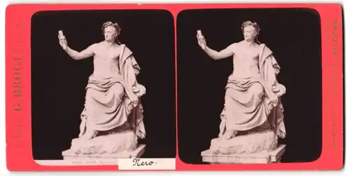 Stereo-Fotografie G. Brogi, Firenze, Ansicht Roma / Vaticano, Statue des Nero