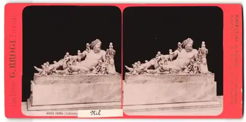 Stereo-Fotografie G. Brogi, Firenze, Ansicht Roma / Vaticano, Statue Flussgott Nil