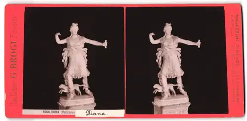 Stereo-Fotografie G. Brogi, Firenze, Ansicht Roma / Vaticano, Statue der Diana