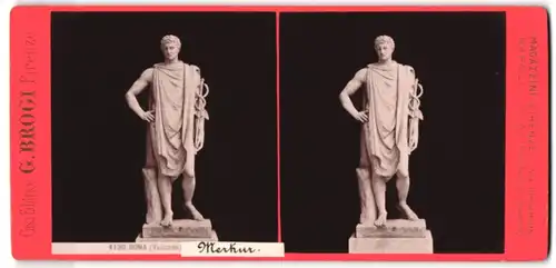 Stereo-Fotografie G. Brogi, Firenze, Ansicht Roma / Vaticano, Statue des Merkur