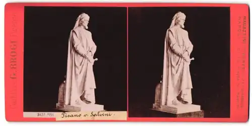 Stereo-Fotografie G. Brogi, Firenze, Ansicht Pisa, Statue Pisano v. Sabrini