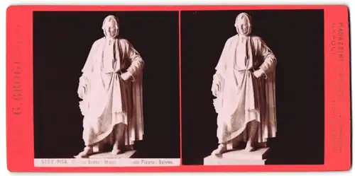 Stereo-Fotografie G. Brogi, Firenze, Ansicht Pisa, Campo Santo, Statue von Niccolo Pisano