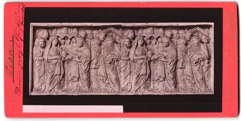 Stereo-Fotografie G. Brogi, Firenze, Ansicht Pisa, Relief des Bildhauer's Pisano