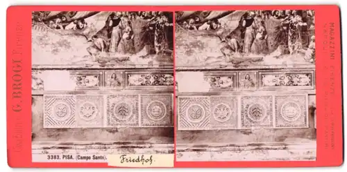 Stereo-Fotografie G. Brogi, Firenze, Ansicht Pisa, Friedhof Campo Santo