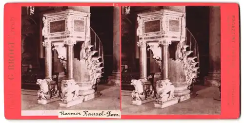 Stereo-Fotografie G. Brogi, Firenze, Ansicht Pisa, Marmor-Kanzel im Dom