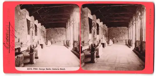 Stereo-Fotografie G. Brogi, Firenze, Ansicht Pisa, Campo Santo, Galleria Ovest