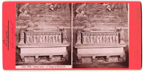 Stereo-Fotografie G. Brogi, Firenze, Ansicht Pisa, Campo Santo, Sarcofago di Enrico VII.