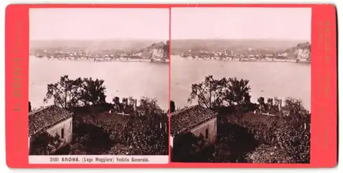 Stereo-Fotografie G. Brogi, Firenze, Ansicht Arona, Lago Maggiore, Veduta Generale