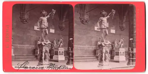 Stereo-Fotografie G. Brogi, Firenze, Ansicht Firenze, Loggia de' Lanzi, Il Perseo