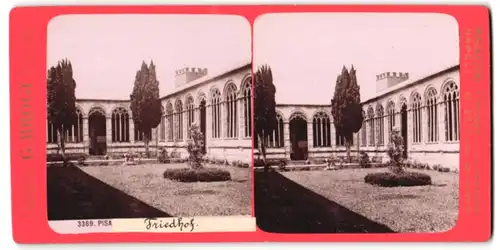 Stereo-Fotografie G. Brogi, Firenze, Ansicht Pisa, Friedhof, Mausoleum Innenhof