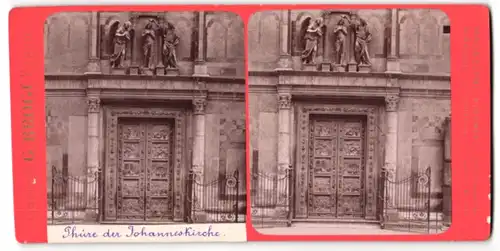 Stereo-Fotografie G. Brogi, Firenze, Ansicht Florenz, Portal Baptisterium San Giovanni